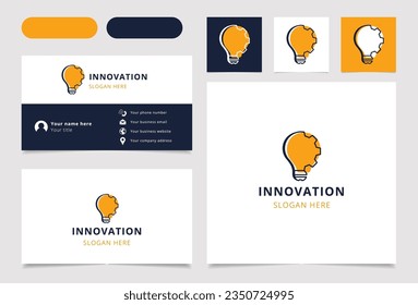 Innovation logo design with editable slogan. Branding book and business card template.