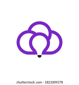 innovation logo design template with bulb and clouds