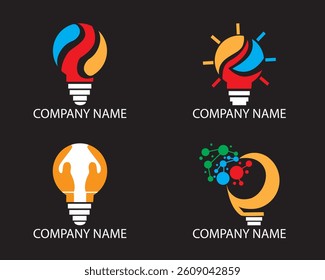 Innovation Logo Set of 4 Creative Bulb Tech Logotype