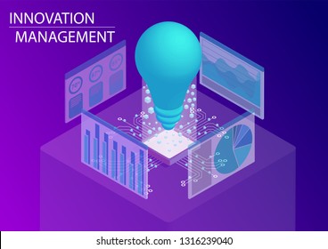 Innovation management concept. 3d isometric vector illustration