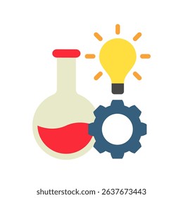 Innovation mini illustration flat color icon, use for research and development, education, industry, UI, UX kit, app and web development, digital or print.