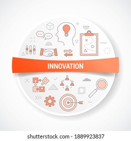 innovation new ideas concept with icon concept with round or circle shape vector illustration