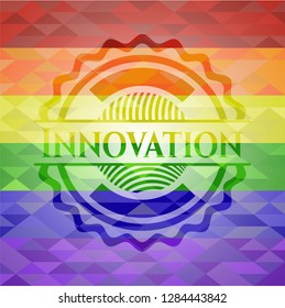 Innovation on mosaic background with the colors of the LGBT flag