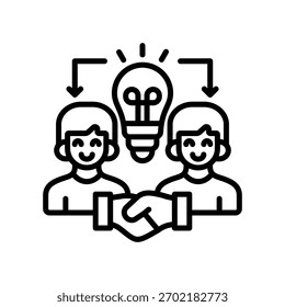 Ilustración vectorial de línea de icono de socio de innovación