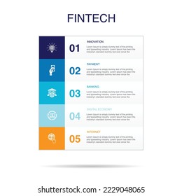 innovation, payment, banking, digital economy, internet icons Infographic design template. Creative concept with 5 steps