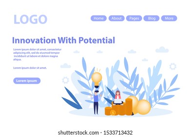 Innovation with potential web page.Flat vector illustration isolated on white background. Can use for web banner, infographics, web page.