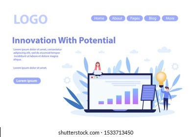 Innovation with potential web page.Flat vector illustration isolated on white background. Can use for web banner, infographics, web page.