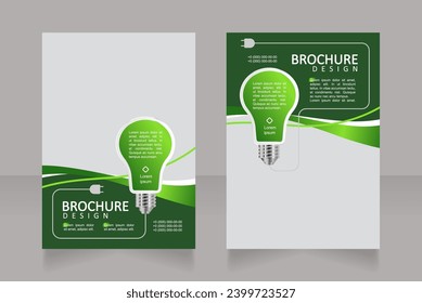 Innovation of power consumption reducing blank brochure design. Template set with copy space for text. Premade corporate reports collection. Editable 2 papers pages