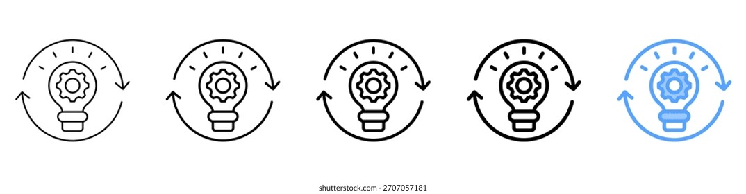 Innovationsprozess-Symbol: Sammlungssatz für unterschiedliche Stilkonturen