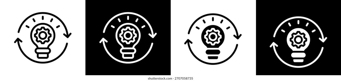 Icono De Proceso De Innovación En Colección De Estilo Relleno En Blanco Y Negro