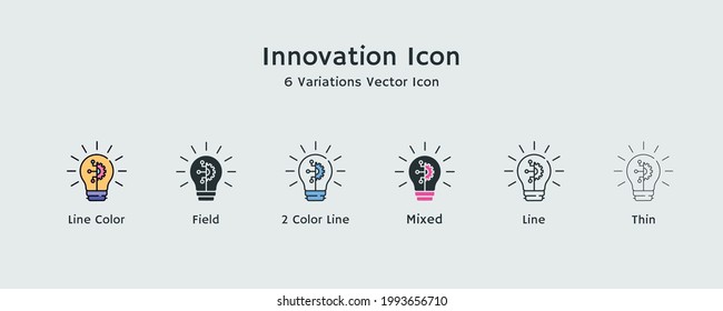 Innovation, process, Idea, science, technology icon Design With Line, Mixed, Thin, Field, Colorful, Outline Style