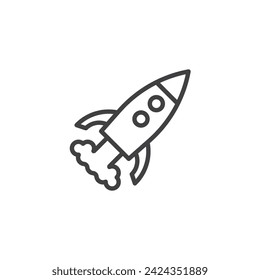 Innovation and progress line icon. linear style sign for mobile concept and web design. Rocket ship launching outline vector icon. Business startup symbol, logo illustration. Vector graphics