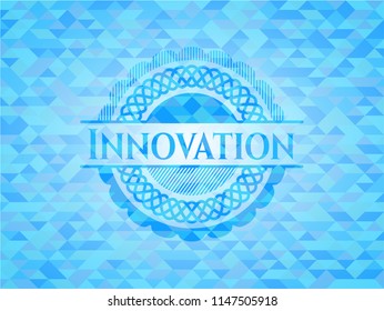 Innovation realistic sky blue mosaic emblem