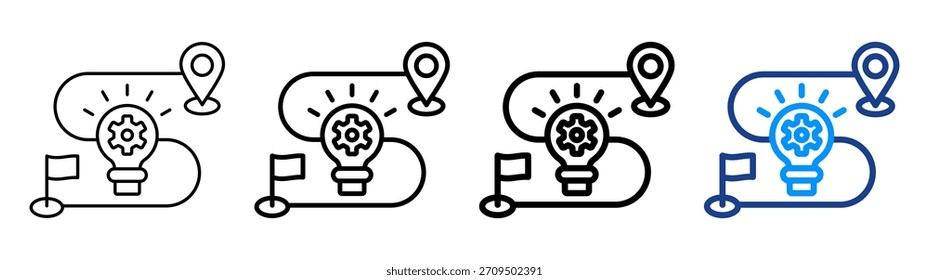 Conjunto de Colecciones de esquema diferente de icono de hoja de ruta de innovación