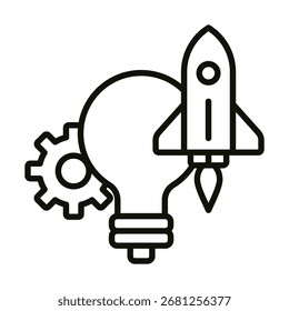 Vector de la línea de iconos de Innovation Rocket