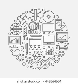 Innovation round symbol. Vector business innovation concept illustration made with linear icons