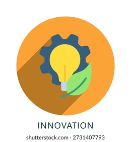 Innovation Rounded Flat Color Icon Mini Illustration, Use For Modern Concept, Print, Ui, Ux Kit, Web And App Development. Vector Related To Green Technology And More