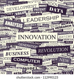 INNOVATION. Seamless design pattern. Marketing concept word.