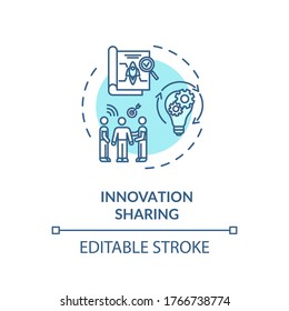 Icono de concepto de intercambio de innovaciones turquesa. Inicio correcto. Estrategia de marketing. Ilustración de línea delgada de la idea de proyecto colaborativo. Dibujo de color RGB con contorno aislado del vector. Trazo editable