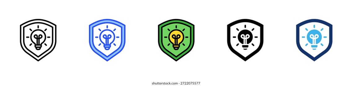 Colección de íconos de escudo de innovación con múltiples estilos