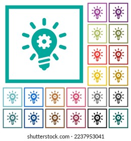 Innovation solid flat color icons with quadrant frames on white background