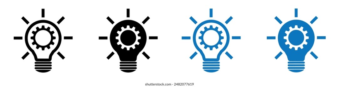 Innovation solid web icon set with editable stroke. Vector illustration.