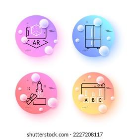 Innovation, Survey results and Augmented reality minimal line icons. 3d spheres or balls buttons. Refrigerator icons. For web, application, printing. Vector