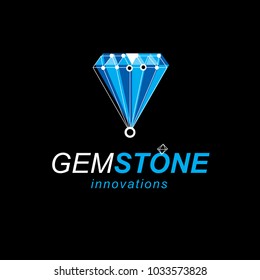 Innovation technologies emblem. 3D engineering vector, abstract polygonal shape.