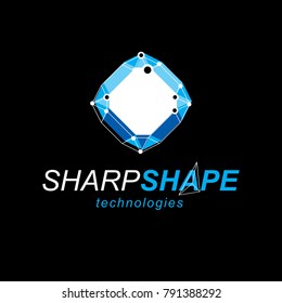 Innovation technologies emblem. Tech abstract shape, vector polygonal figure.