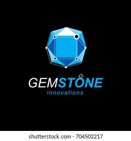 Innovation technologies logo. 3D design, abstract vector faceted shape.