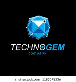 Innovation technologies logo. Tech abstract shape, vector polygonal figure.
