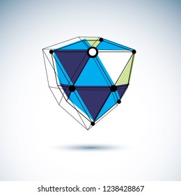 Innovation technologies logotype. Abstract isometric construction, low poly vector illustration.