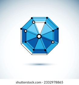 Innovation technologies symbol. 3D origami abstract mesh object, vector design element.