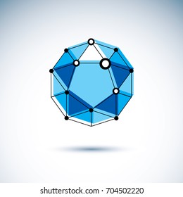 Innovation technologies symbol. 3D polygonal geometric faceted object, vector abstract design element.