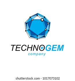 Innovation technologies symbol. Vector abstract 3D mesh object, design element technology low poly template. 