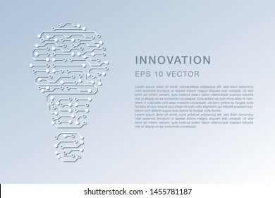 Innovation Technology Abstract Background With Electronic Circuit Board Design In Shape Of Light Bulb, New Ideas And Tech Business Concept, EPS 10 Vector