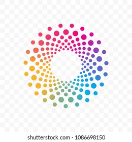 Innovation or technology company and web application vector logo icon of color dots circle