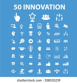 tecnología de innovación, iconos de negocios creativos, signos de concepto vectorial establecido para infografías, móviles, sitios web, aplicaciones
