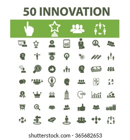 innovation technology, creative business icons, signs vector concept set for infographics, mobile, website, application

