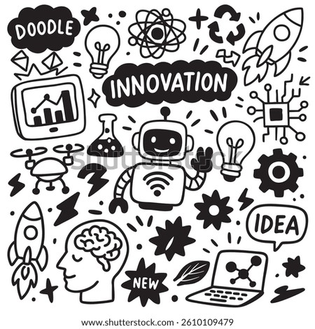 Innovation and technology doodle set for education