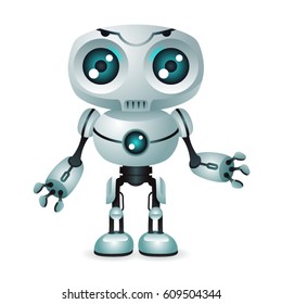 Innovation technology fiction science future cute little 3d robot design vector illustration