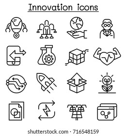 Innovation & Technology icon set in thin line style