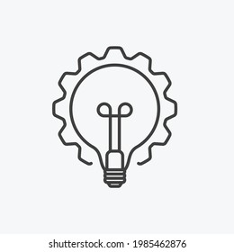 Innovation thin line symbol, cogwheel and lamp bulb  Icon. Innovation logo. Vector Illustration EPS10