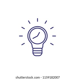 Innovation Time Line Icon. Clock Inside Lightbulb. Creativity Concept. Can Be Used For Topics Like Eureka, Business, Idea For Startup