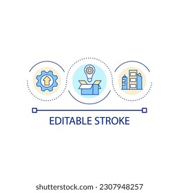 Innovation for urban development loop concept icon. Architectural project. City growth abstract idea thin line illustration. Isolated outline drawing. Editable stroke. Arial font used