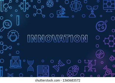 Innovation vector Genetics concept outline colorful horizontal illustration on dark background