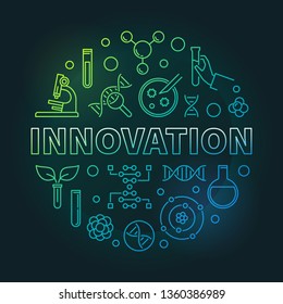 Innovation vector Genetics and Science colorful linear round illustration on dark background