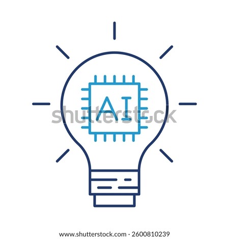 Innovation Vector Icon – Lightbulb with AI Chip Representing Creative Solutions, Technological Progress, and Future Innovations in Tech