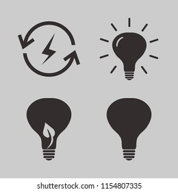 innovation vector icons set. with bulb leaf, bulb and renewable energy in set