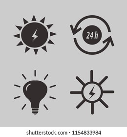 innovation vector icons set. with recycle hours, solar energy and bulb in set
